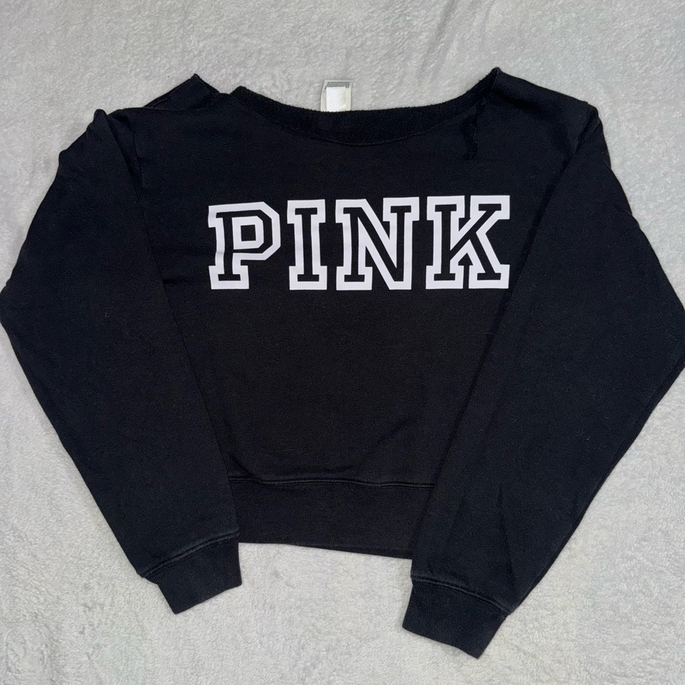 Victoria secret Black PINK Logo cropped Sweatshirt